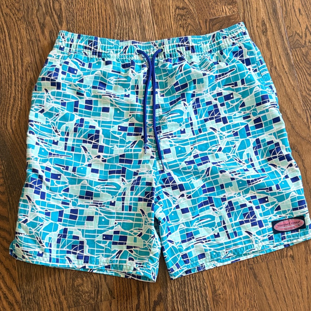 Vineyard Vines Blie and White Swim Shorts